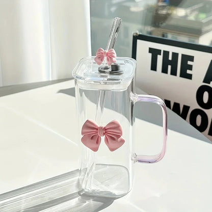 Elegant Butterfly Glass Tumbler with Straw & Handle 🦋🥤