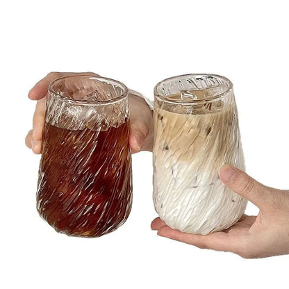 400ml Ribbed Glass Coffee Mug ☕✨