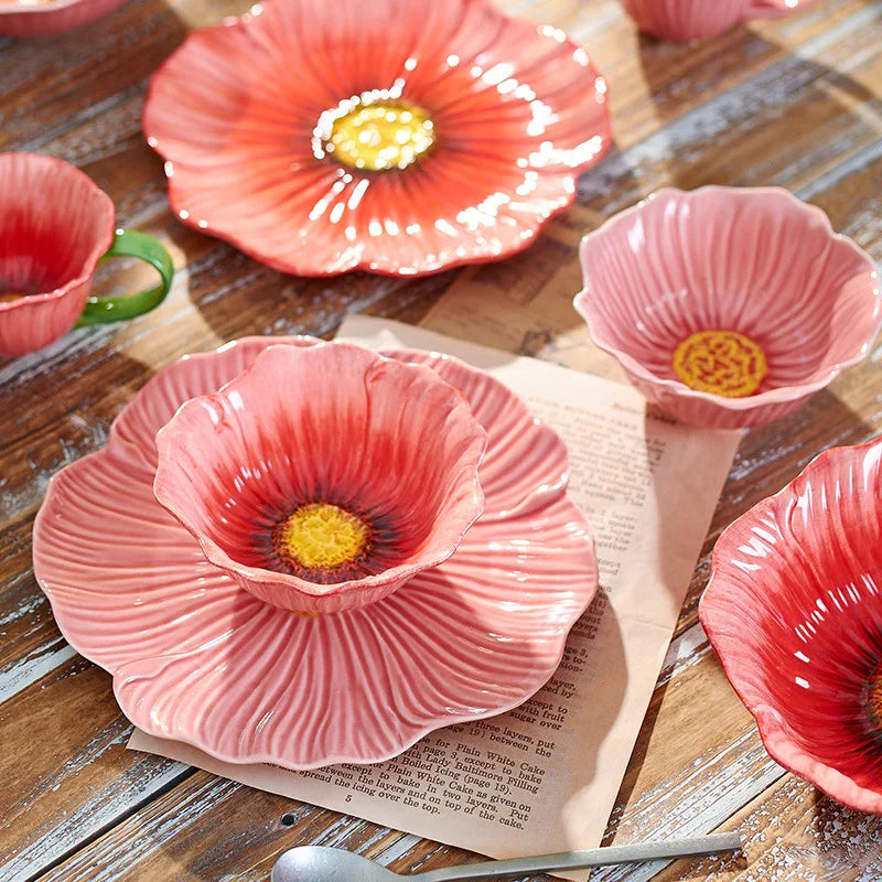 Floral Embossed Ceramic Dinnerware Set