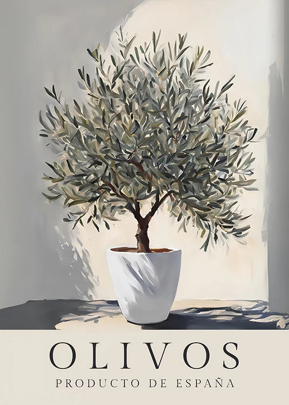Retro Olive Tree & Lemon Canvas Wall Art