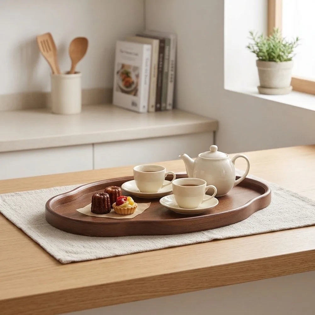 Wooden Decorative Serving Tray For Coffee Table And Home Decor Fruit Platter Decor Trays Serving Ware Food Dish Serving Platters