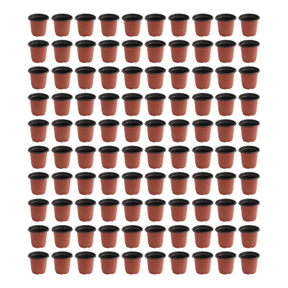 100pcs Two-Color Flower Pot Plastic Red And Black Pot Flower Pot Flowerpot Plastic Grow Box For Home Garden Plants Nursery