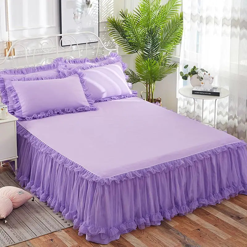 Korean Lace Bed Skirt Single Piece Princess Bedspread Thickened Mattress Non-Slip Bed Sheet Cover