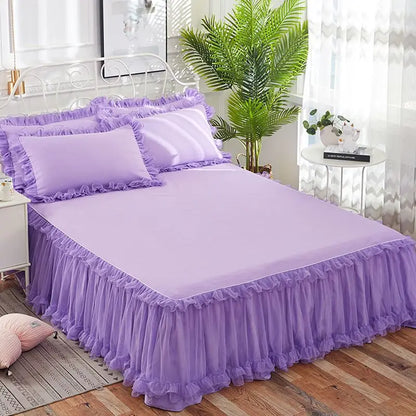 Korean Lace Bed Skirt Single Piece Princess Bedspread Thickened Mattress Non-Slip Bed Sheet Cover