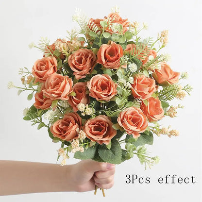 1/2/3Pcs Premium 30cm Silk Rose Artificial Flowers Bouquet
