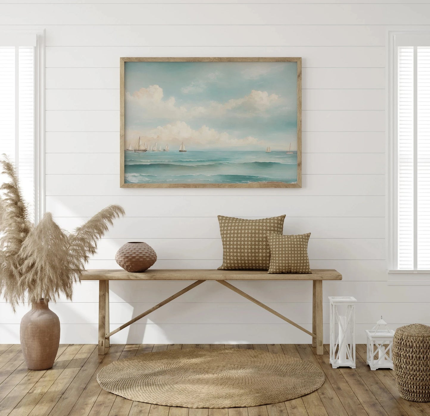 Nautical Sailboat Oil-Style Canvas Print | Retro Ocean Home Decor