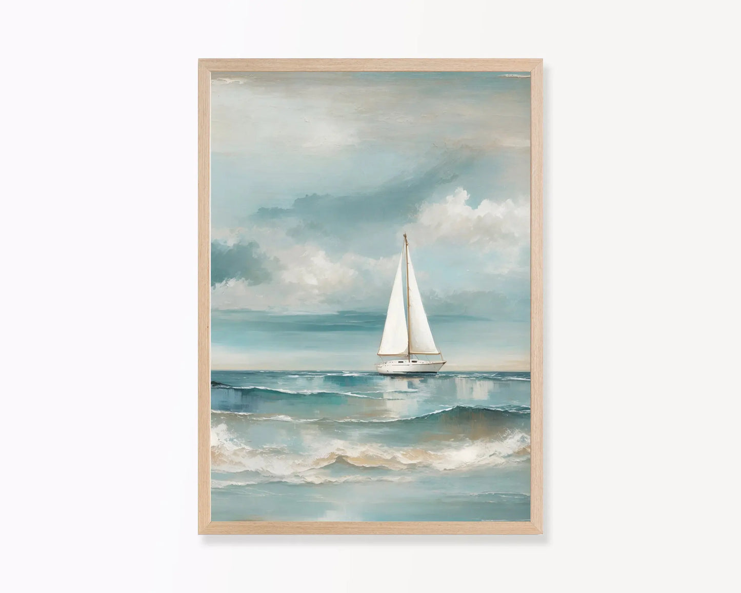 Nautical Sailboat Oil-Style Canvas Print | Retro Ocean Home Decor