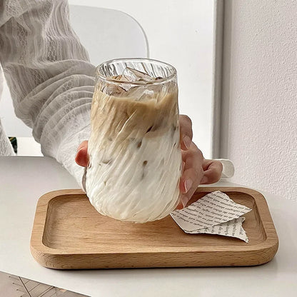 400ml Ribbed Glass Coffee Mug ☕✨