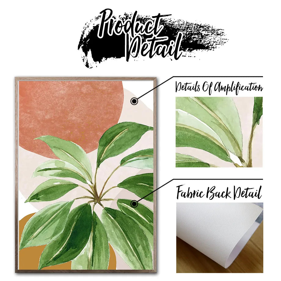 Modern Nordic Style Spring Green Plant Leaf Canvas Poster
