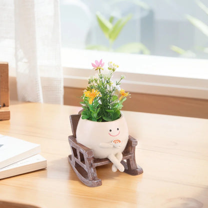 Cute Rocking Chair Face Flower Pot
