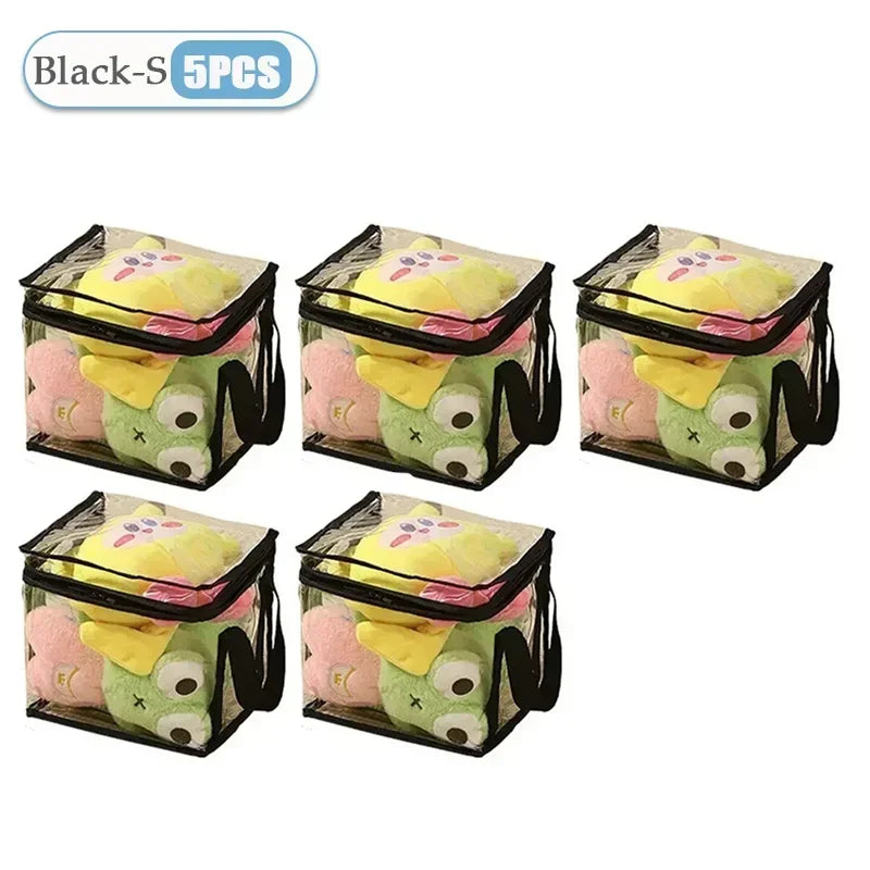1/3/5PCS Transparent Toy Storage Box Large Capacity Waterproof Dustproof Folding Organizer Bag for Home Closet Bedroom Supplies