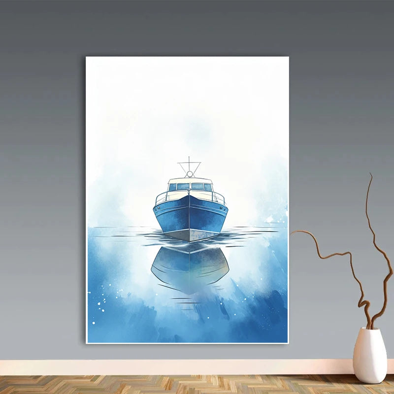 Watercolor Blue Coastal Sea Creatures Canvas Wall Art Posters