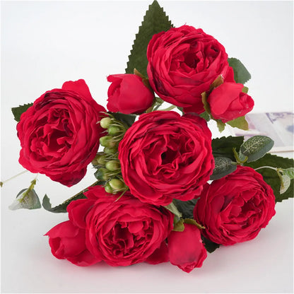 1 Bundle Premium Silk Peony & Rose Bouquet for Wedding Decor