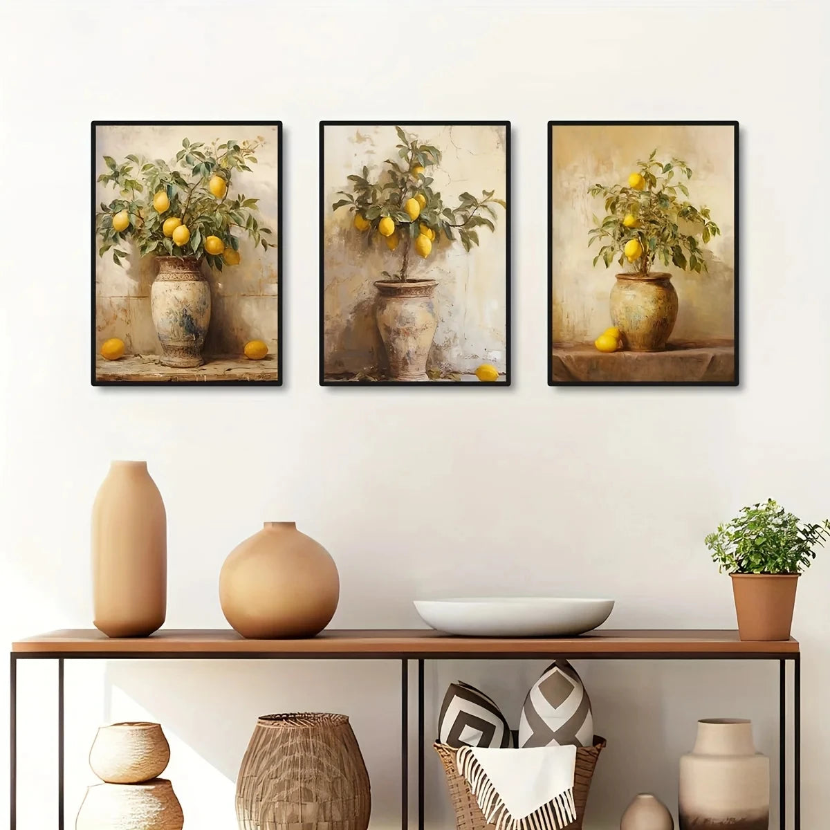 Retro Lemon Garden Canvas Wall Art 🍋🌿