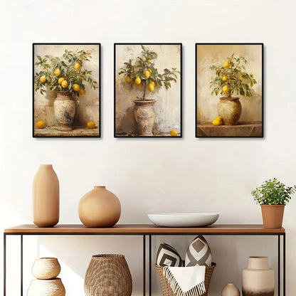 Retro Lemon Garden Canvas Wall Art 🍋🌿