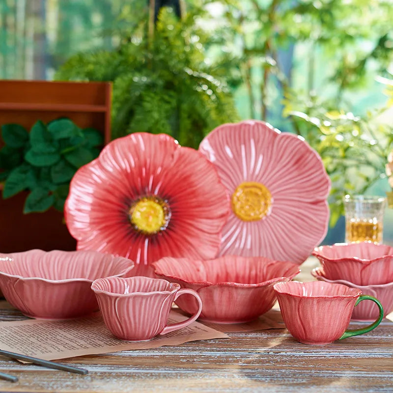 Floral Embossed Ceramic Dinnerware Set