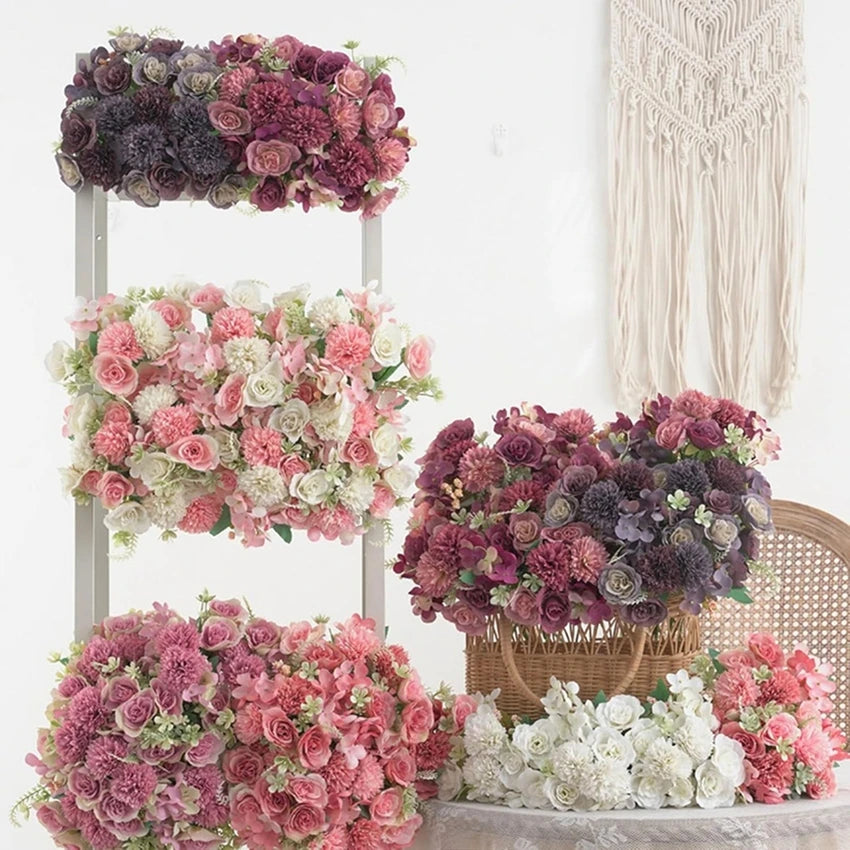 30CM Premium Silk Roses & Hydrangea Bouquet for Wedding Wreaths