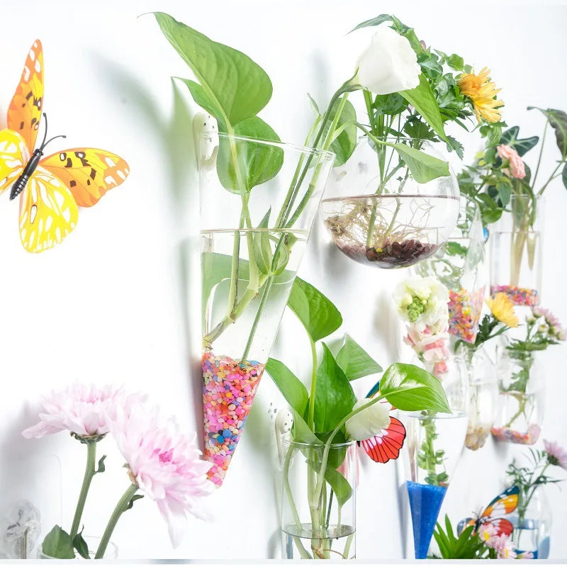 Hanging Hydroponic Glass Vase – Modern Wall-Mounted Plant Decor