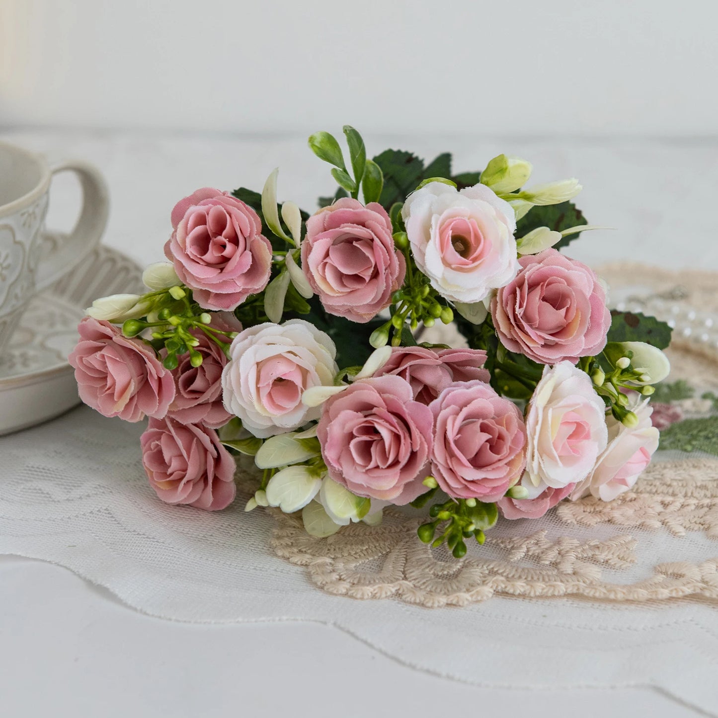 Silk Rose For Wedding arch Christmas Wreath Decoration Home Room bonsai Photography prop Valentine's Day Artificial Fake Flowers
