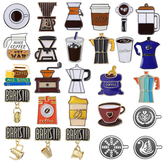 Coffee Maker Enamel Brooch Pin