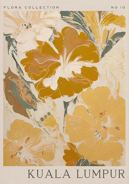 Abstract Retro Antalya Flower Art Canvas Poster