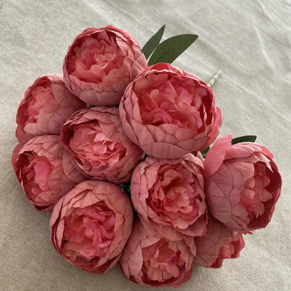 10-Heads Premium Silk Peony Bridal Bouquet with Big Buds