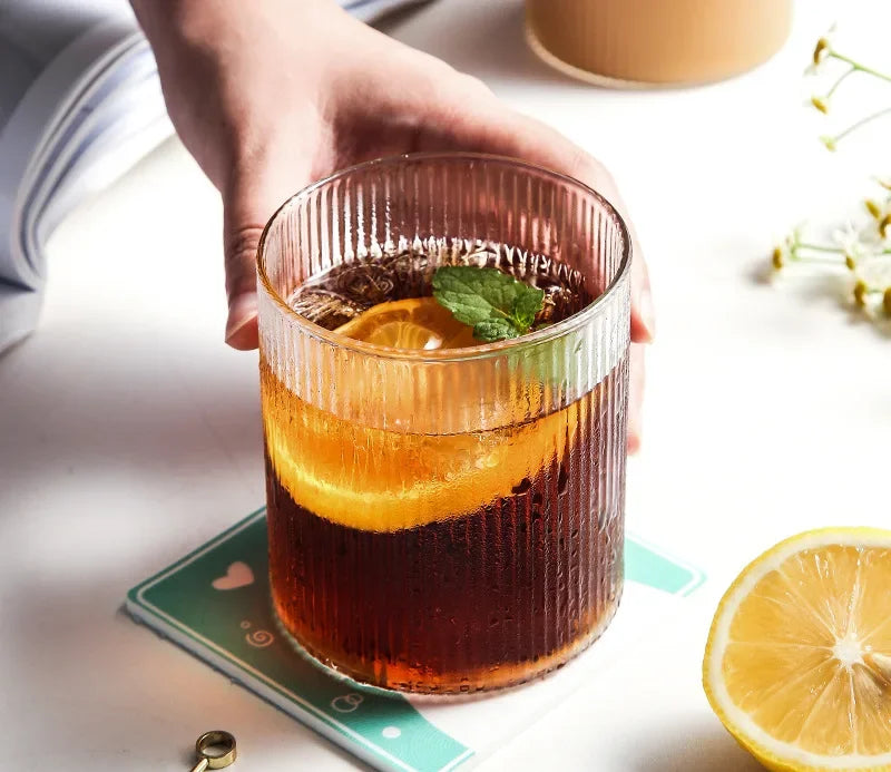 Striped Glass Coffee Mug 300/400ml