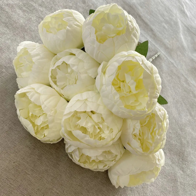 10-Heads Premium Silk Peony Bridal Bouquet with Big Buds