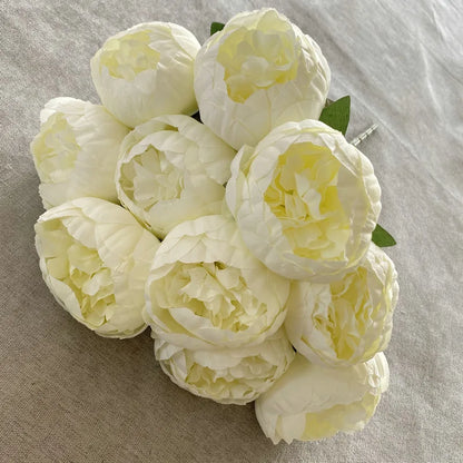 10-Heads Premium Silk Peony Bridal Bouquet with Big Buds