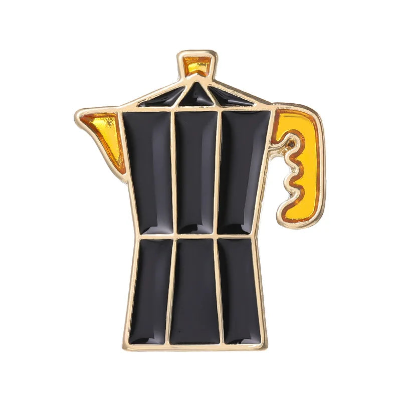 Coffee Maker Enamel Brooch Pin