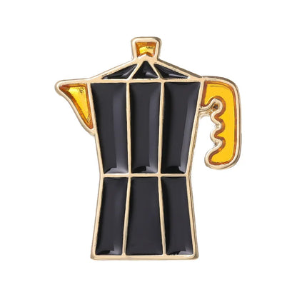 Coffee Maker Enamel Brooch Pin