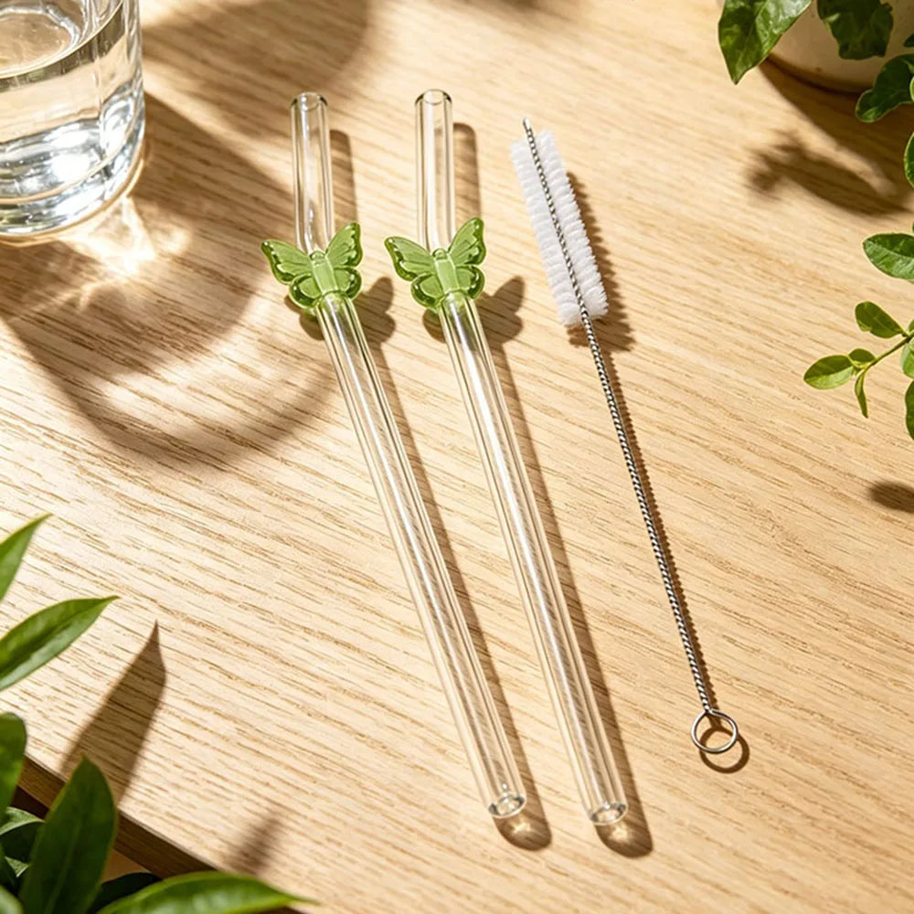 3-Piece Butterfly Glass Straw Set 🦋🥤