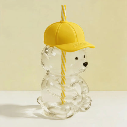 Bear Glass Cup with Lid & Straw 🐻🥤