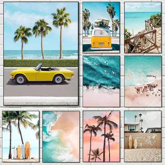 Summer Beach Palm Tree Wall Art Poster 🌴☀️🌊