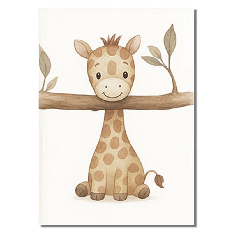 1/3pcs Cute Animal Wall Art Poster Elephant &amp; Giraffe Nursery Prints for Kids Room, Bedroom or Living Room Decor Gift Poster