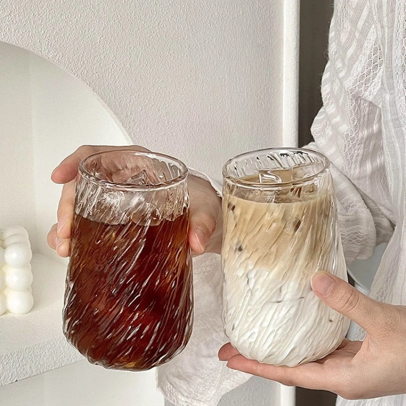400ml Ribbed Glass Coffee Mug ☕✨