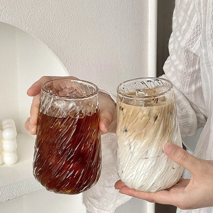 400ml Ribbed Glass Coffee Mug ☕✨