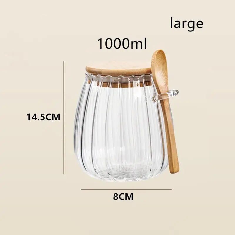 Tea Kitchen Glass Storage Jar with Lid and Spoon 1 Piece Airtight Canister for Coffee Sugar Pantry Storage