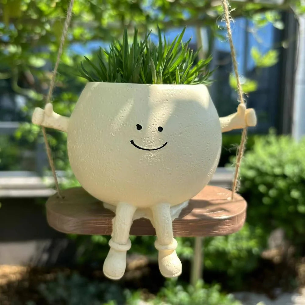 Cute Rocking Chair Face Flower Pot