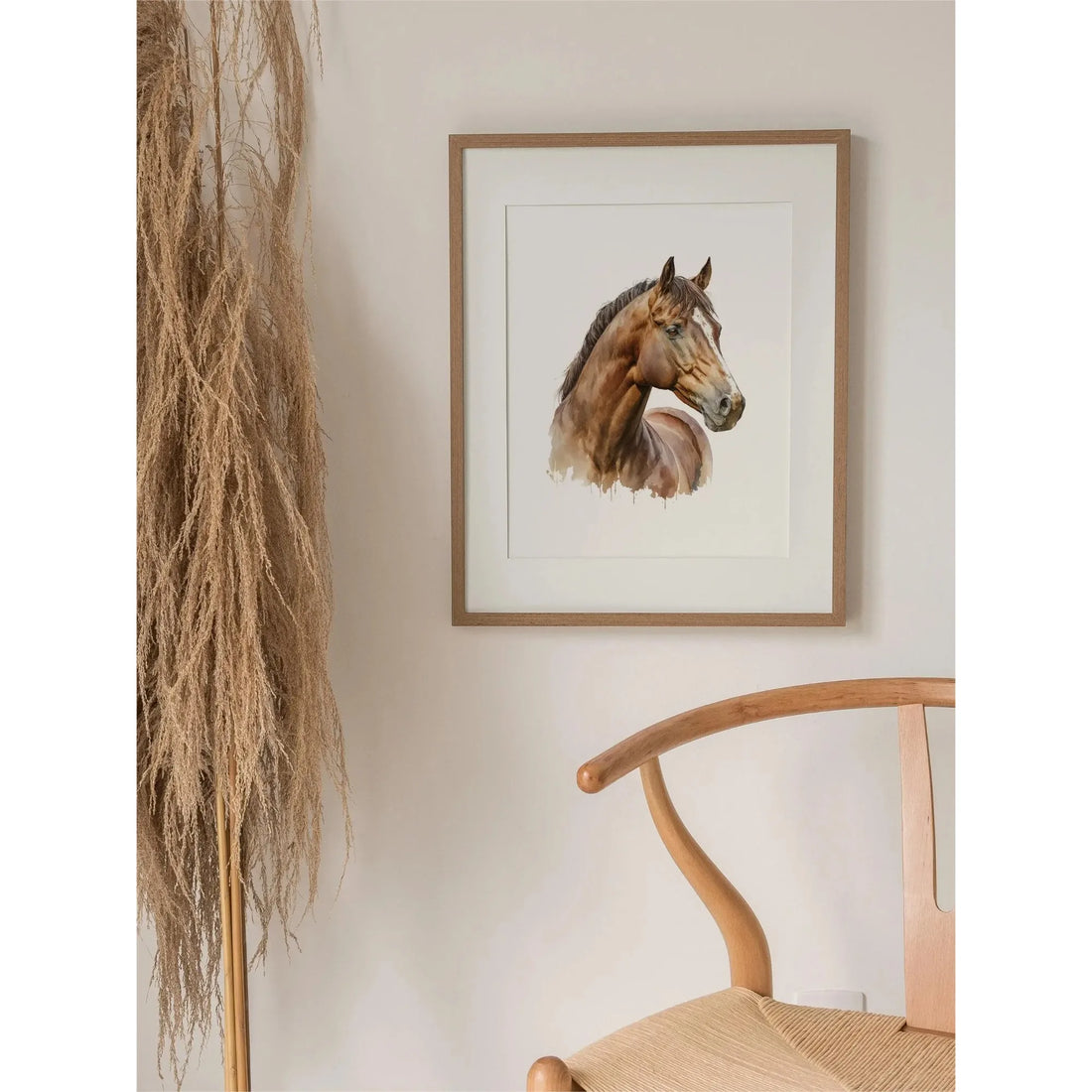 Modern Minimalist Animal Wall Art Print Steed Black and Brown Horse Canvas Painting for Living Room Bedroom Home Decor