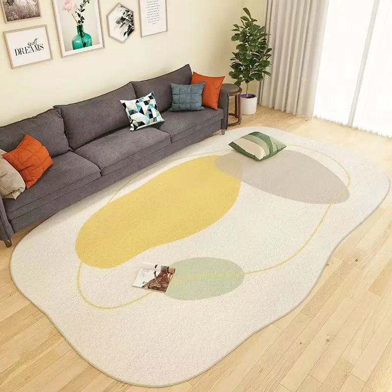 VIKAMA Irregular-Shaped Living Room Sofa, Coffee Table Carpet, Bedroom Stain-Resistant Crystal Velvet Floor Mat, Home Decoration