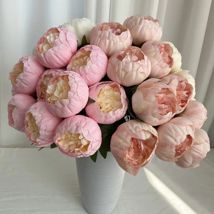 10-Heads Premium Silk Peony Bridal Bouquet with Big Buds