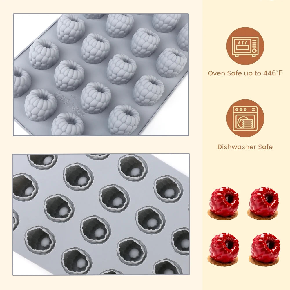 1 3D Raspberry Silicone Mold – Mousse, Chocolate & Cake Decorating Tool