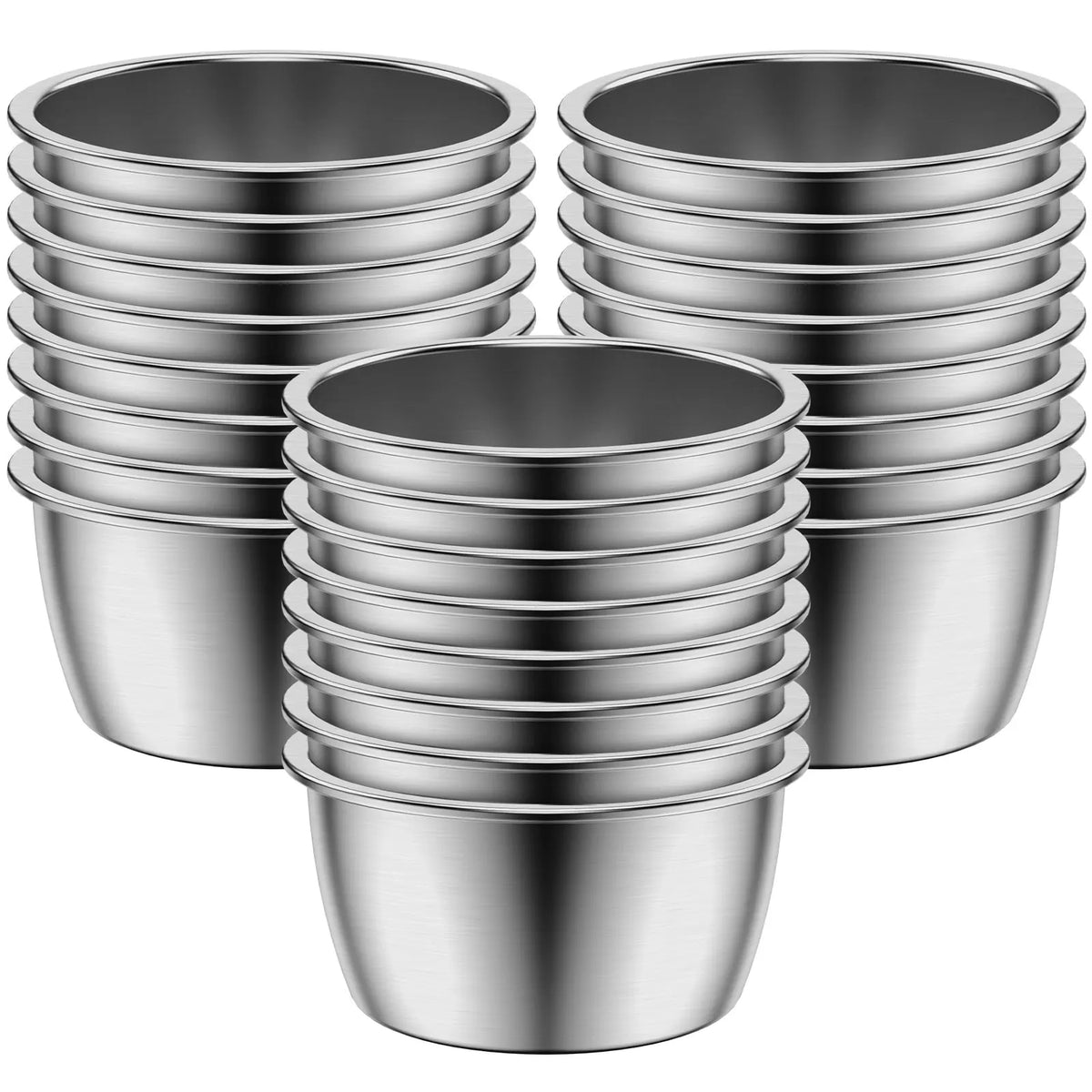 12/24/60 Pcs Sauce Dipping Bowl Stainless Steel Dipping Cups Round Sauce Dishes 45/55ML Mini Reusable Seasoning Cups Dipping Cup