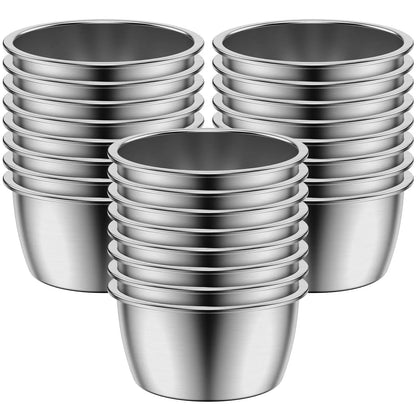 12/24/60 Pcs Sauce Dipping Bowl Stainless Steel Dipping Cups Round Sauce Dishes 45/55ML Mini Reusable Seasoning Cups Dipping Cup