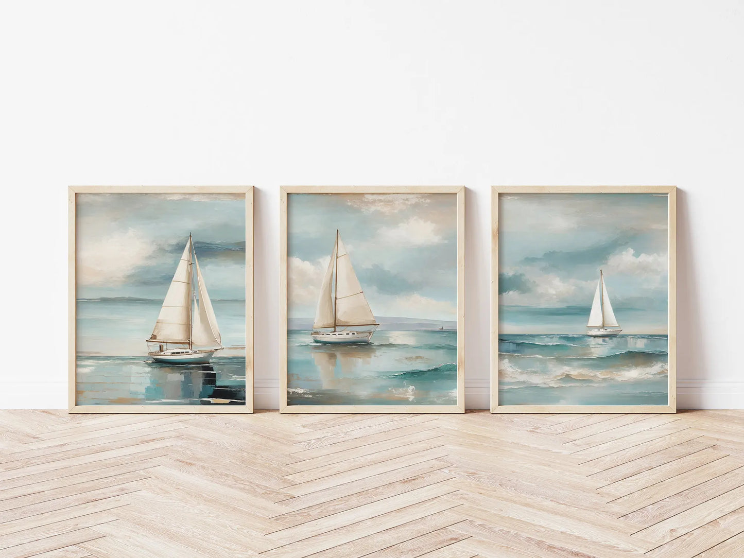 Nautical Sailboat Oil-Style Canvas Print | Retro Ocean Home Decor