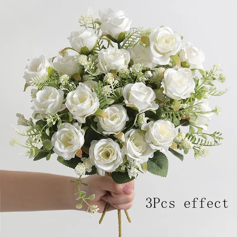 1/2/3Pcs Premium 30cm Silk Rose Artificial Flowers Bouquet