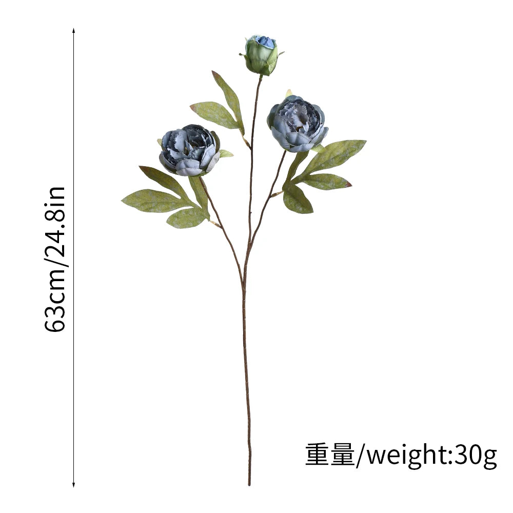 63CM Premium Long-Stem Silk Peony Artificial Flower Bouquet
