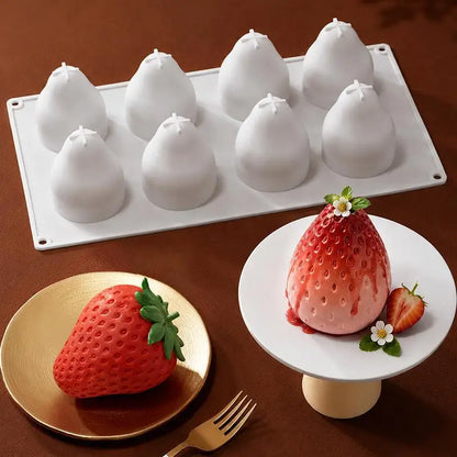 8-Cavity Strawberry Silicone Dessert Mold
