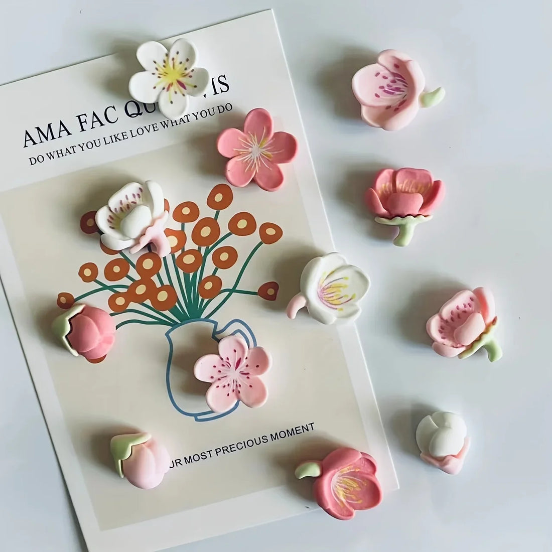 12Pcs Small Fresh Resin Decorative Refrigerator Magnets Magnets Stick Garden Flowers